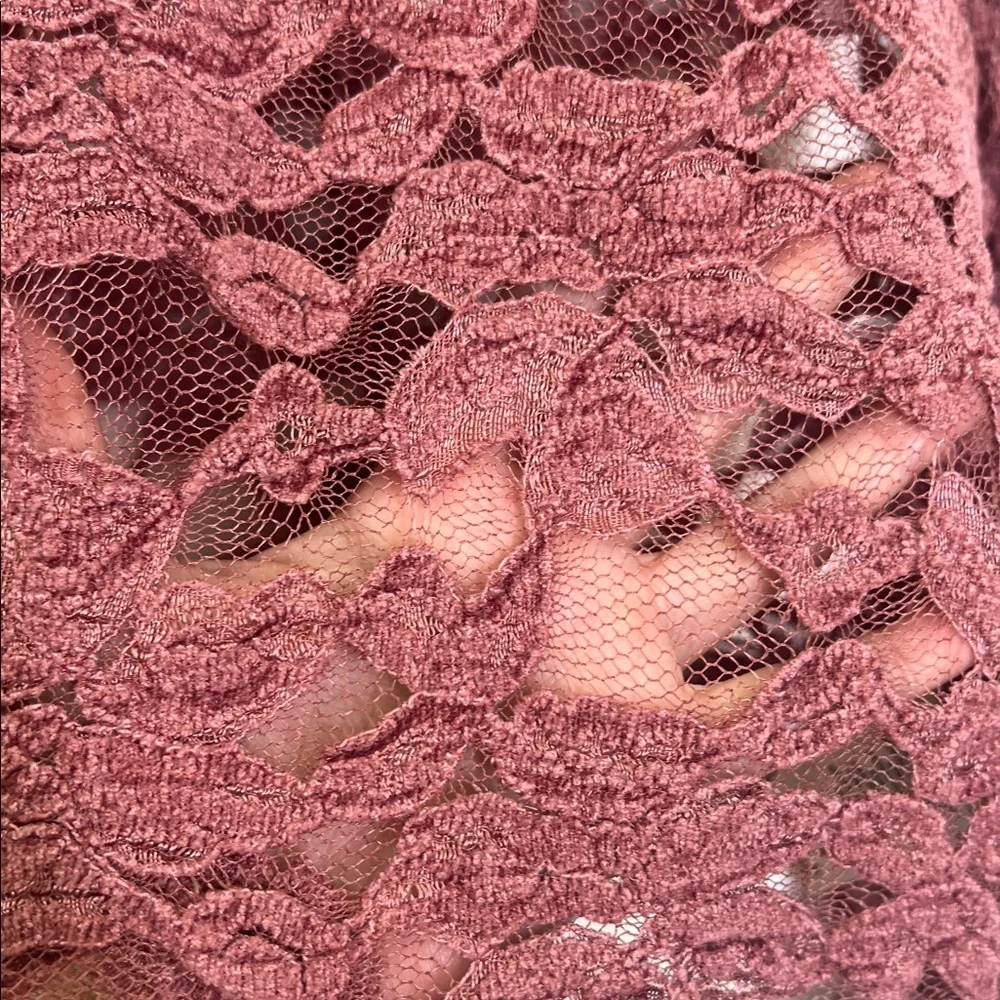 Anthropologie - Akemi + Kin Rose Pink Mock Neck Lace Long Sleeve Blouse Size 6